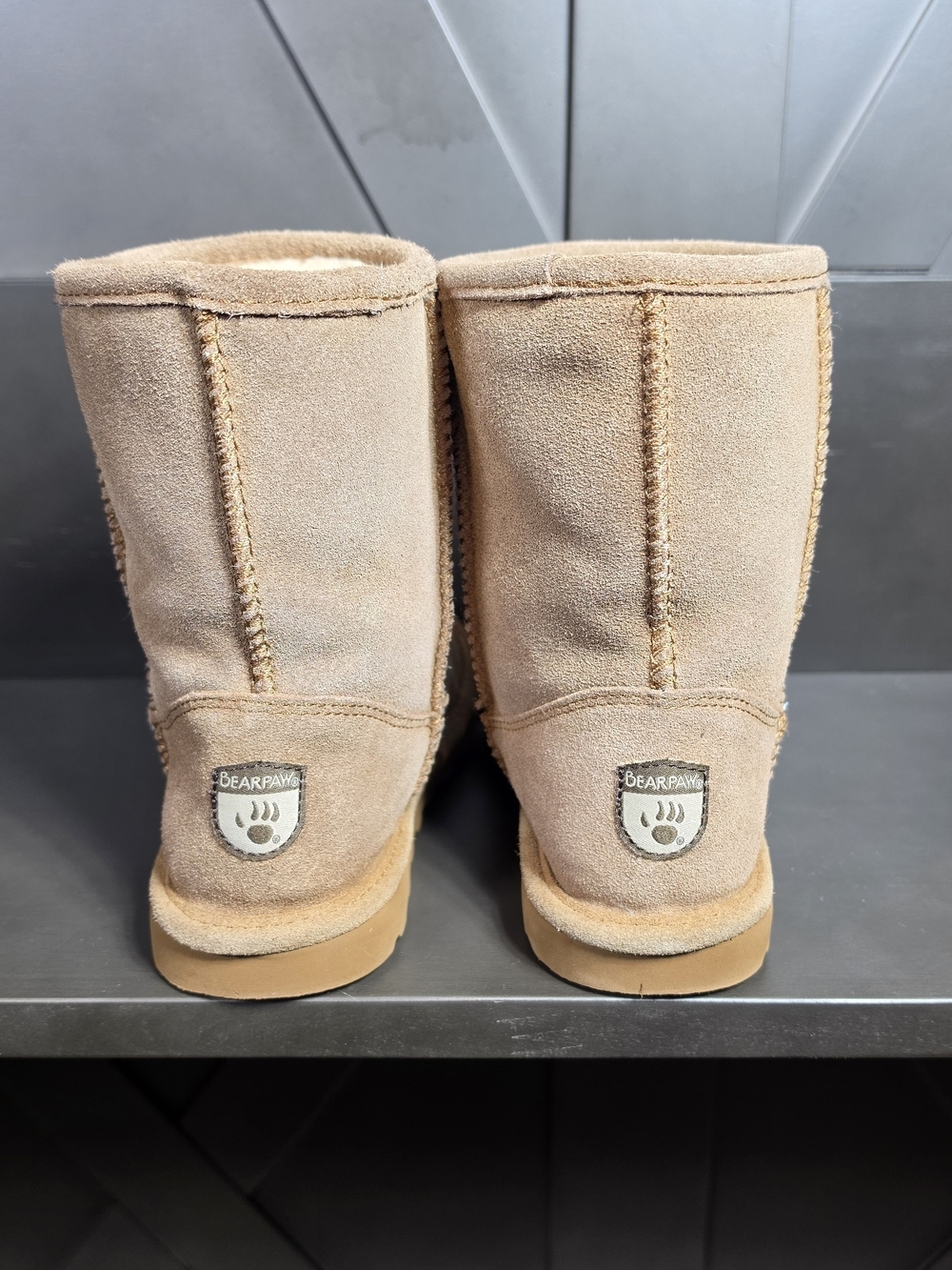 Bear Paw Classic Kids 3 Shearling Lined Short Boot - Tan Suede - Picture 2 of 8